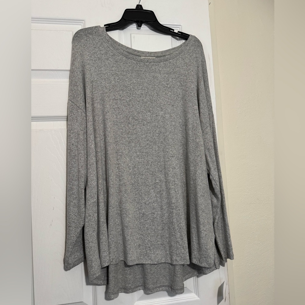 NEW Style & Co Long Sleeve Scoop Neck Heathered Hi-Low Hem Gray 2X Bundle